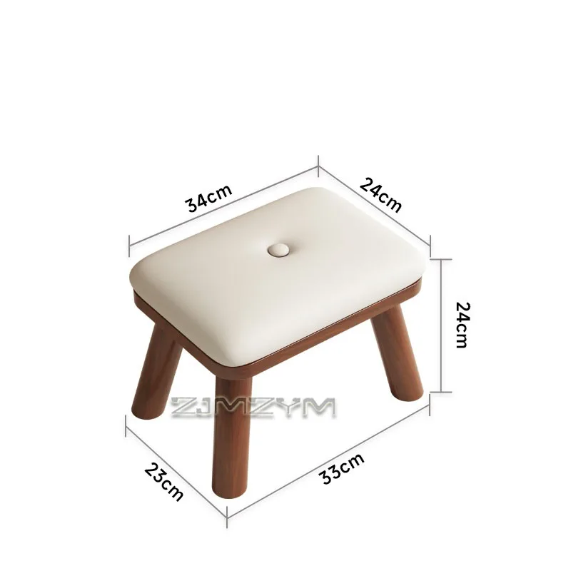 

Solid Wood Small Stool Modern Soft Padded Shoe Changing Stool Anti Scratch Leather Ottoman Footrest for Home Living Room Bedroom