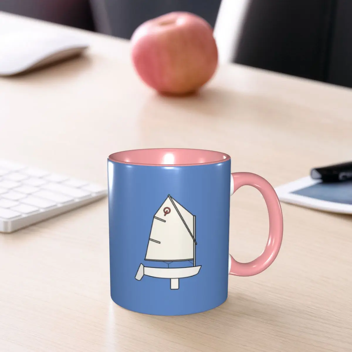 Mug à café en céramique amusant avec motif de voilier optimiste, tasses à thé, tasses à lait, vaisselle, cadeau pour femme et homme