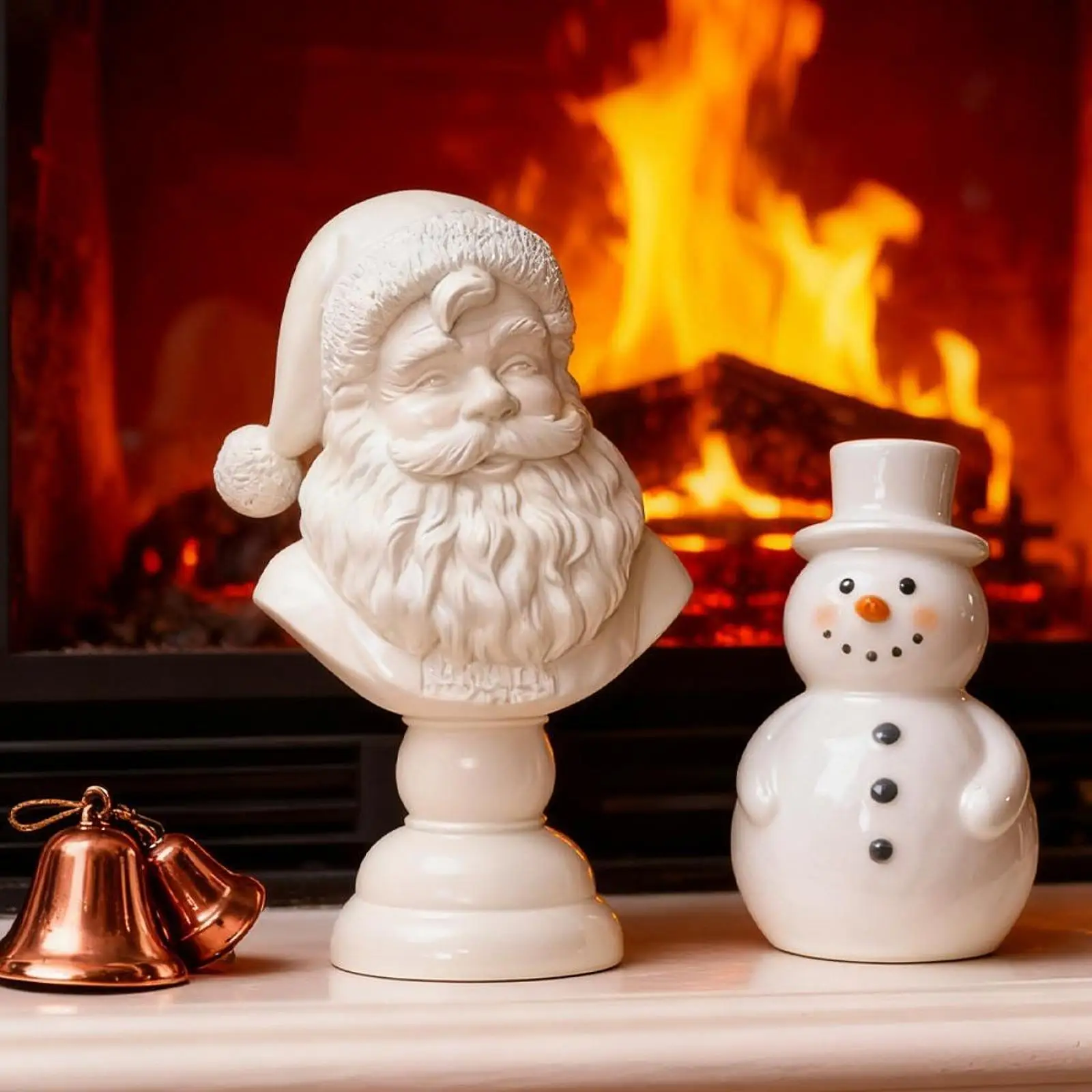 Elegant Resin Santa Bust Figurine Christmas Ornament for Holiday Decorations Home Table Display Gift Collectible