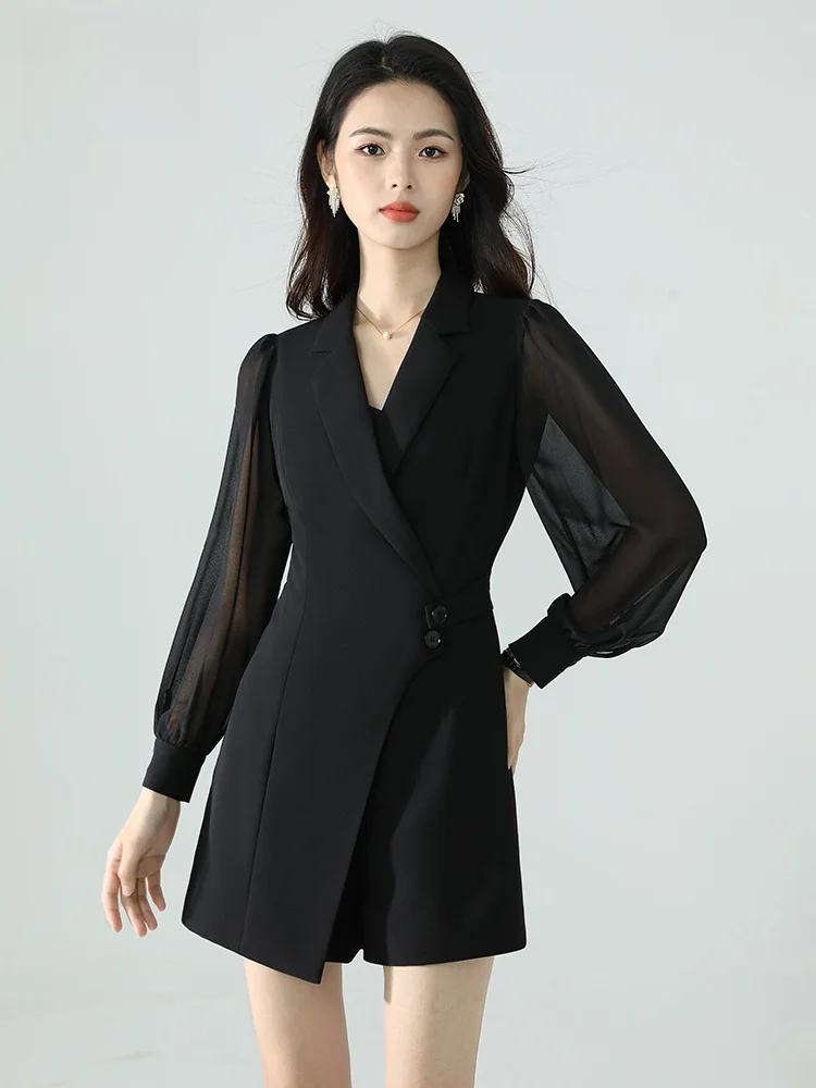 

Xianhun Bird High Waist Lace Patchwork Suit ort Pants Women's Summer Elegance One-Piece Design Sensation Formal Wear