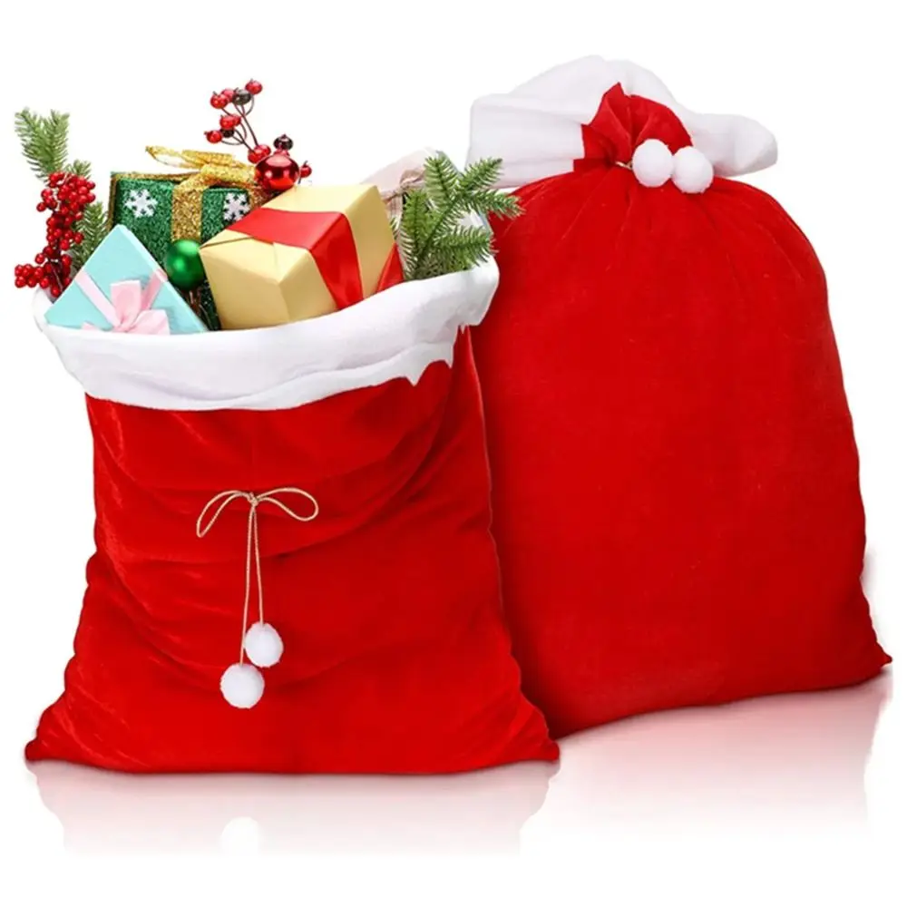 Red Velvet Red Santa Claus Gift Bags with Drawstring Party Supply Santa Claus Bags Large Capacity Xmas Santa Present Storage Bag