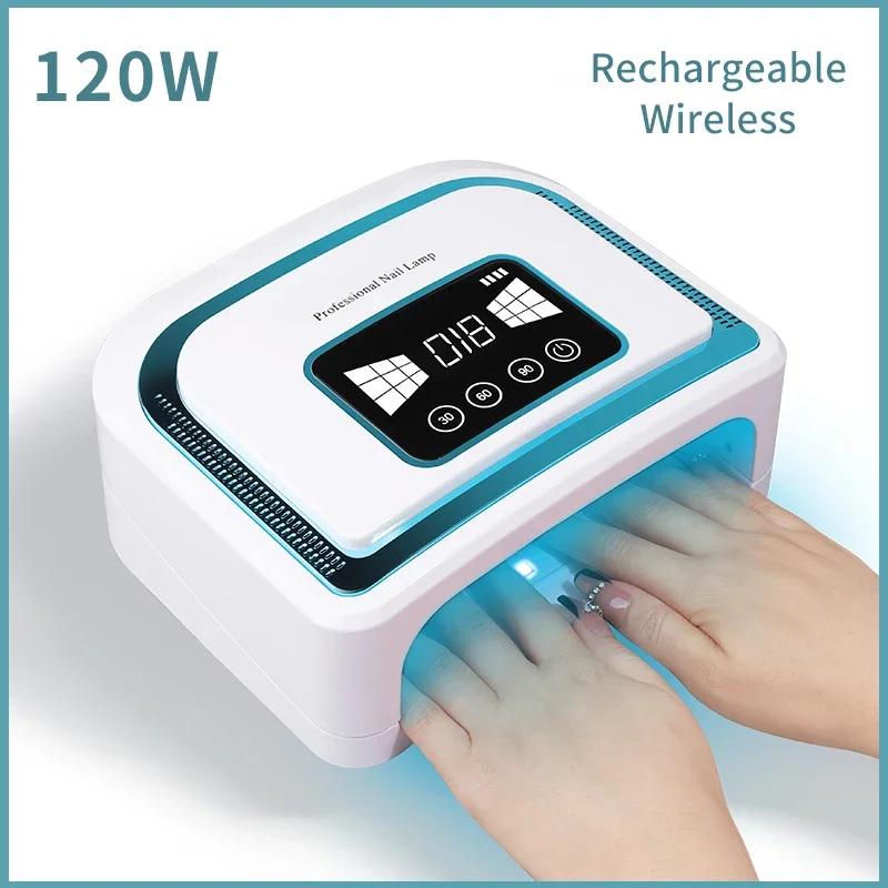 Wireless Rechargeable Nail UV Lamp 120W Cordless LED Dryers for Nail Salons Drying Machine for Gel Polish UV Curing Manicure V10