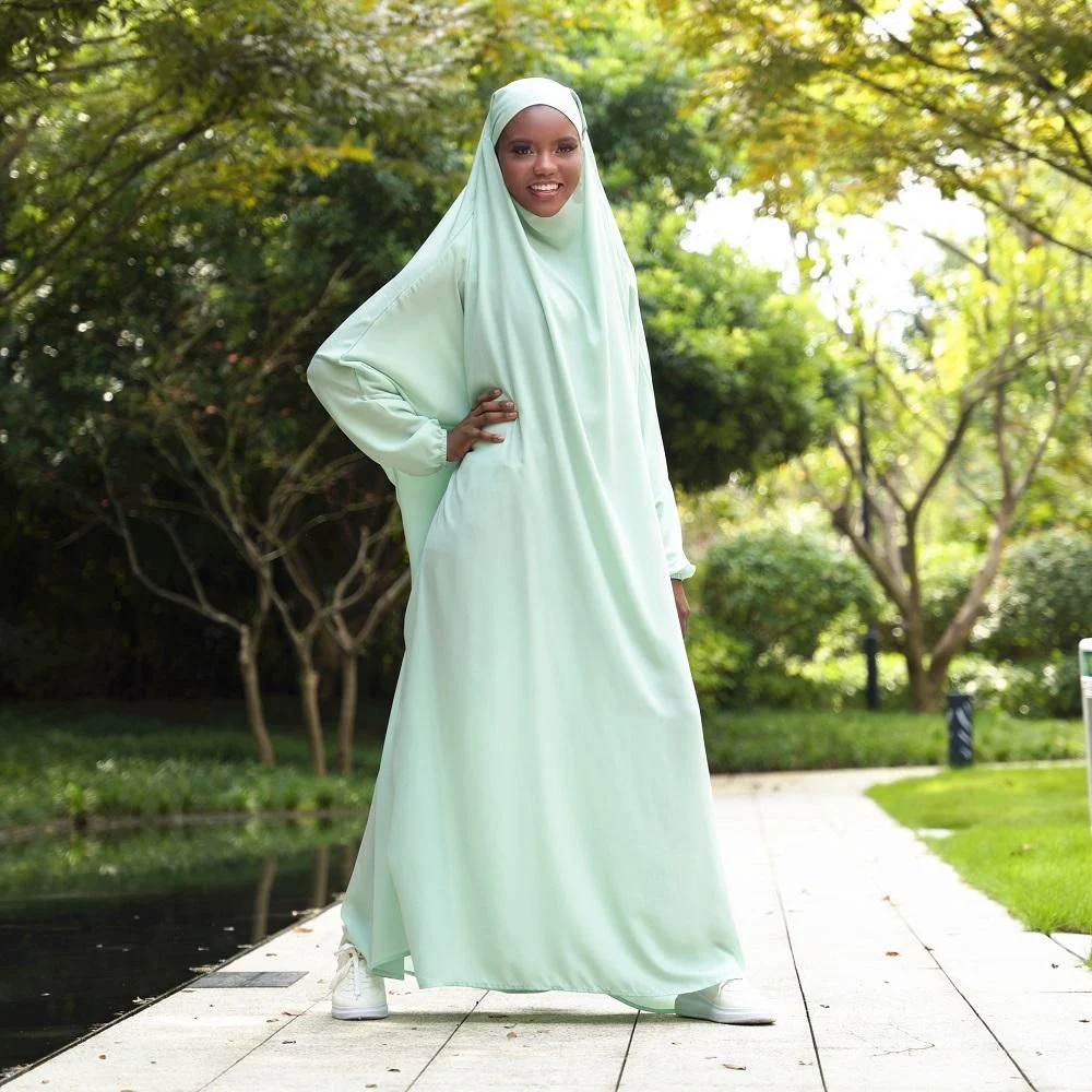 Muslim Women Hooded Prayer Dress Eid Burqa Ramadan Abayas Overhead Islamic Traditional Clothing Arabic Robe Abaya Kaftan Gown