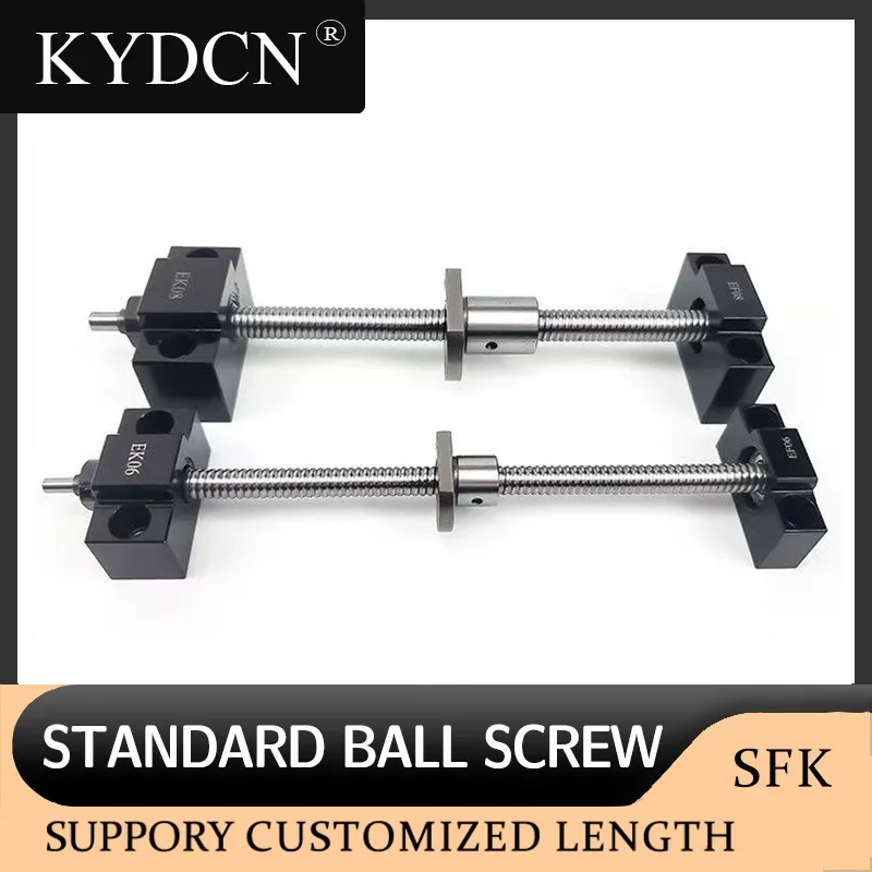 10mm SFK Miniature Ball Screw 1002 1004 L150-550mm with SFK Ball Nut+End Support EKEF8 FKFF8 for 3D Printer