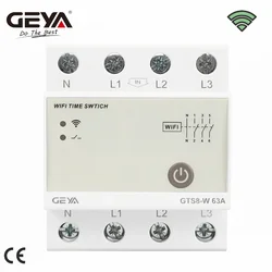 GEYA GTS8-W TUYA WIFI Smart Time Relay Switch 4P 63A 80A DIN Rail for Smart Home Wireless Remote Control Switch