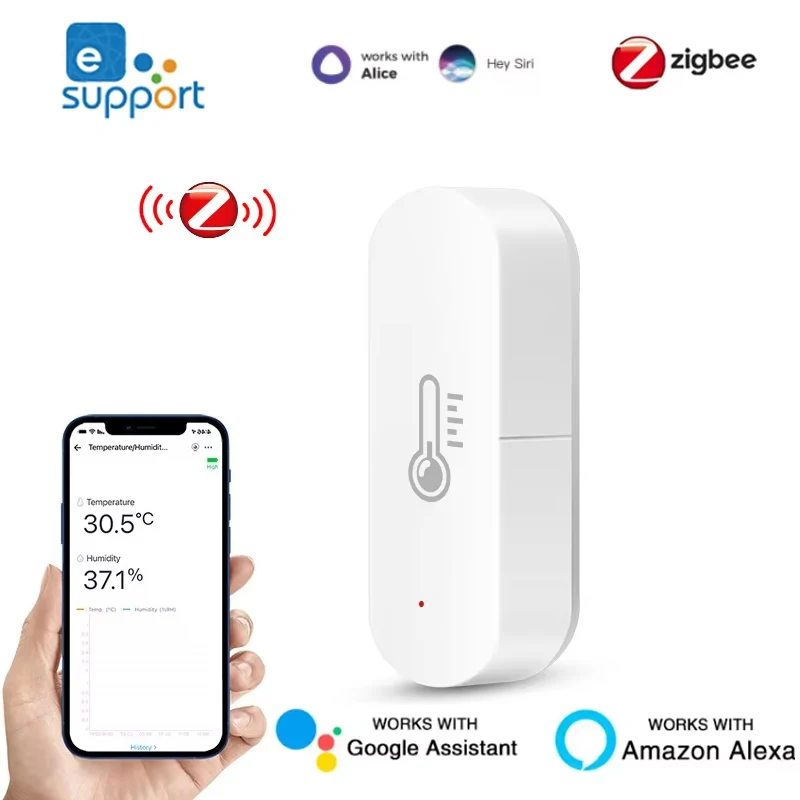 

Ewelink ZigBee умный датчик температуры и влажности с питанием от батареи, управление через приложение, термометр, гигрометр, контроллер для Alexa Google