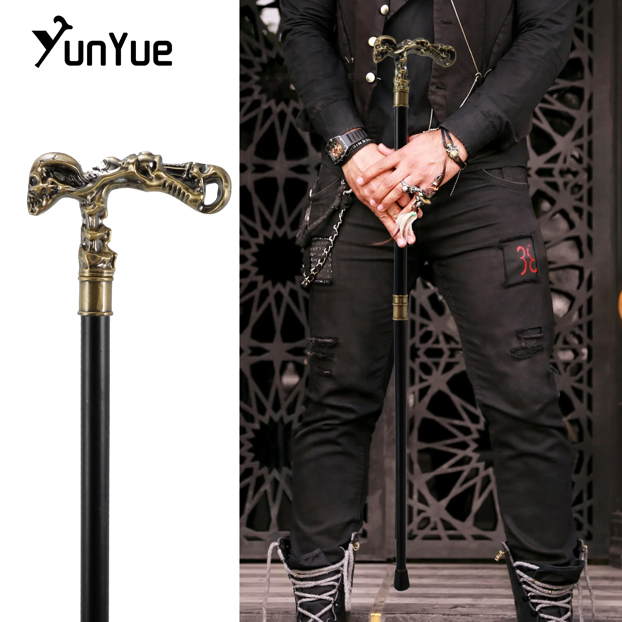 Copper Skull Steampunk Walking Cane Fashion Decorative Walking Stick Cospaly Gothic Vintage Party Fashionable Walking Cane 93cm