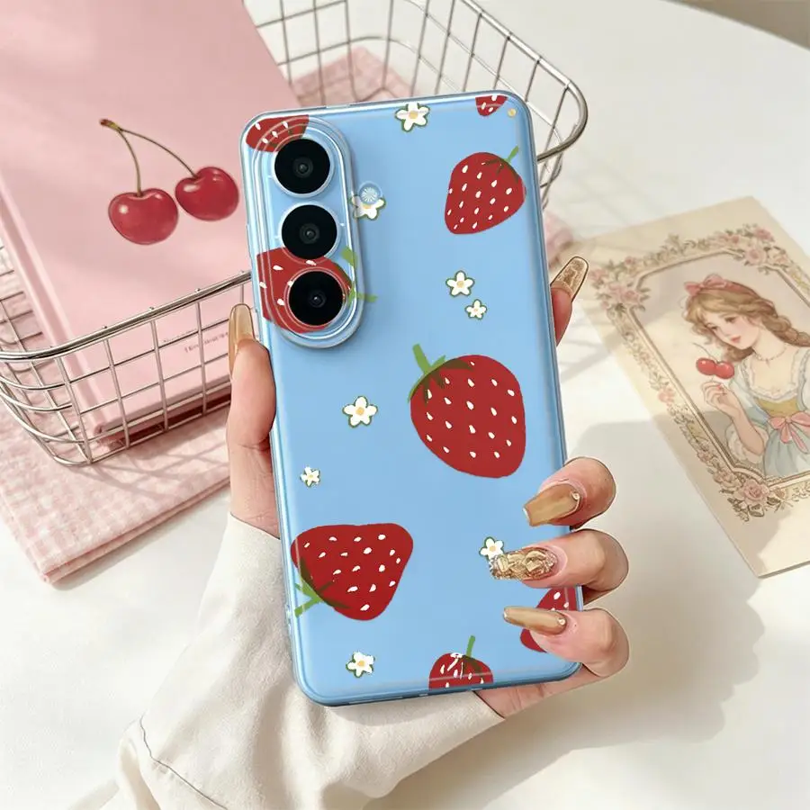 Simple Strawberry Phone Cover Case for Samsung Galaxy A25 A51 A52 A37 A55 A23 A36 A13 A57 A26 A24 A14 A16 A56 A27 A33 A52 A34