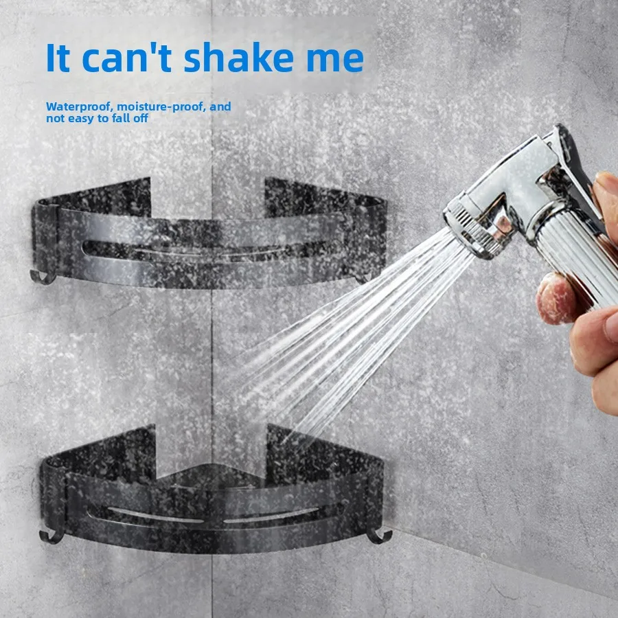 

Black bathroom rack, hanging type without punching, bathroom, bath, bathroom towel storage rack, kitchen triangular basket