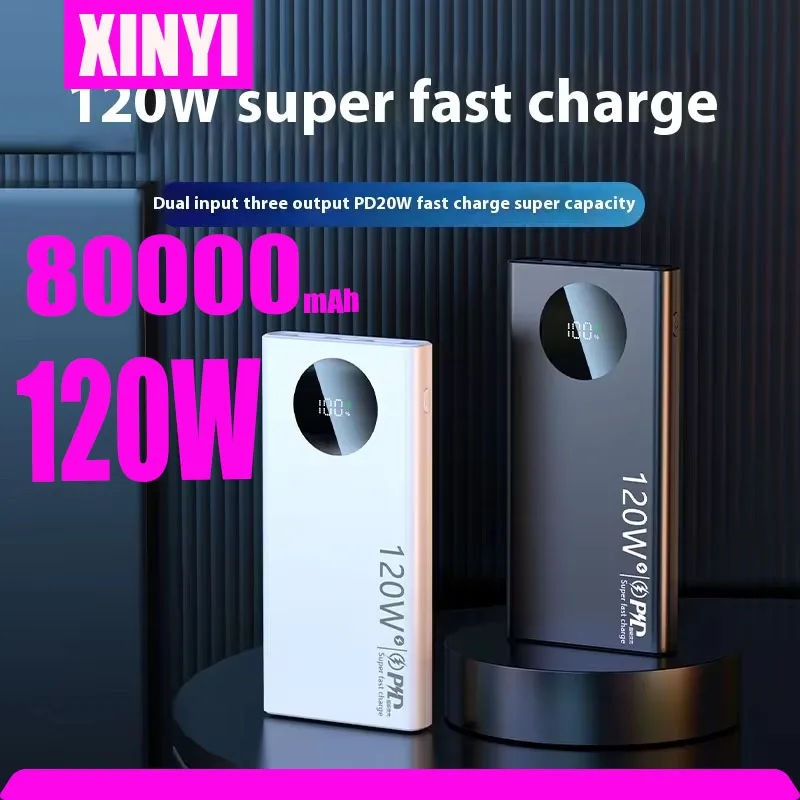 

120W 80000mAh Powerbank Super Fast Charging Portable Battery Charger For iPhone Samsung Huawei xiaomi High Capacity Power Bank