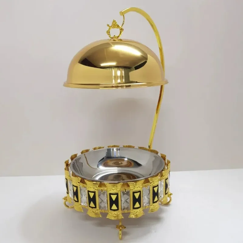 Luxury Gold Stainless Steel Chafing Dish Buffet Warmer European Style Hanging Design Hotel Restaurant Catering Equipment