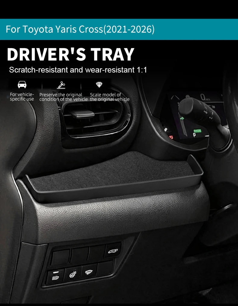 Für Toyota Yaris Cross 2021-2026 Fahrerseitige Ablagefach Rutschfest Kratzfest Innenausstattung Schutz-Zubehör – Detail 1