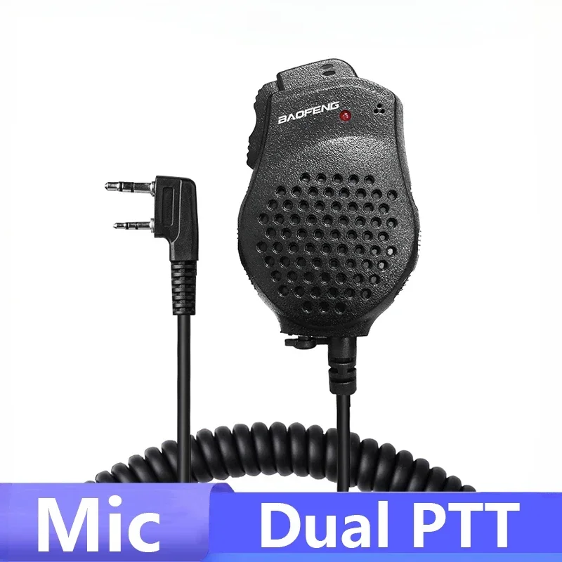 Baofeng Mikrofon UV-82 Dual PTT Speaker Bahu Mic Tangen Headset untuk DM-1701 UVK5 UVK6 UV17 Pro UV5RH UV-18i Walkie Talkie