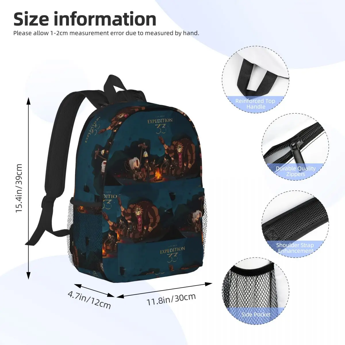 Clair Obscur Expedition 33 Game Backpack Student Boys Girls BookBag Men Women School Bag Computer Shoulder Bags