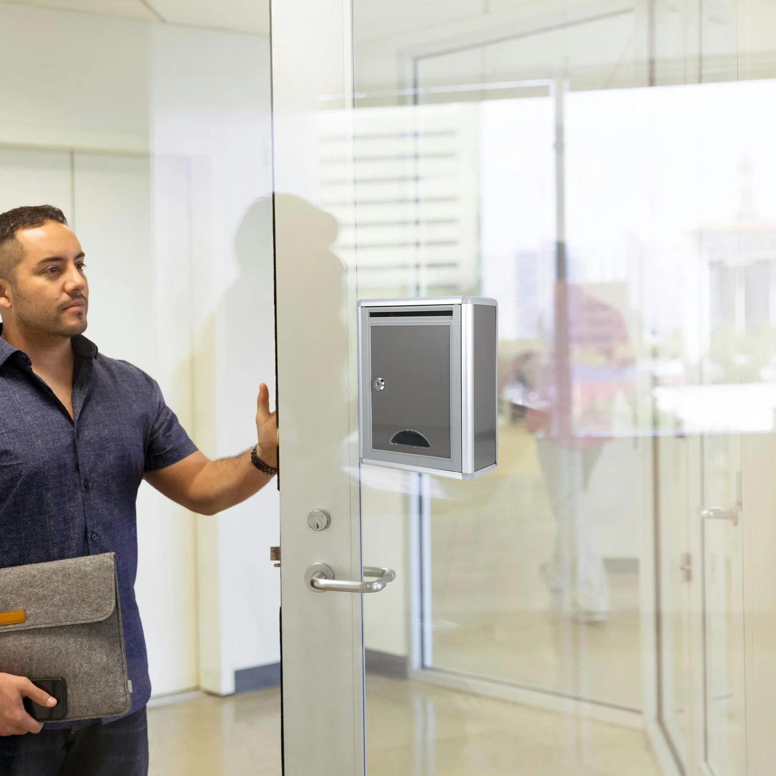 صندوق بريد من الفولاذ المقاوم للصدأ مثبت على الحائط، صندوق مغلف خفيف الوزن مقاوم للماء للتحقق من استخدام عمود المال مع قفل التصميم الإبداعي #3