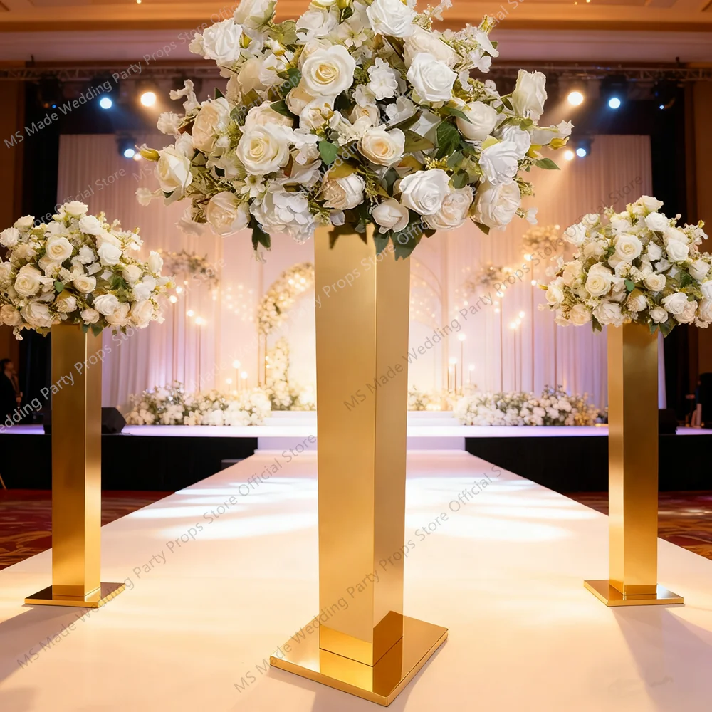 6 Stück Edelstahl-Metallvasen-Blumenständer für Hochzeitstisch-Mittelstücke, Gangdekorationen und Partydekorationen. – Detail 5
