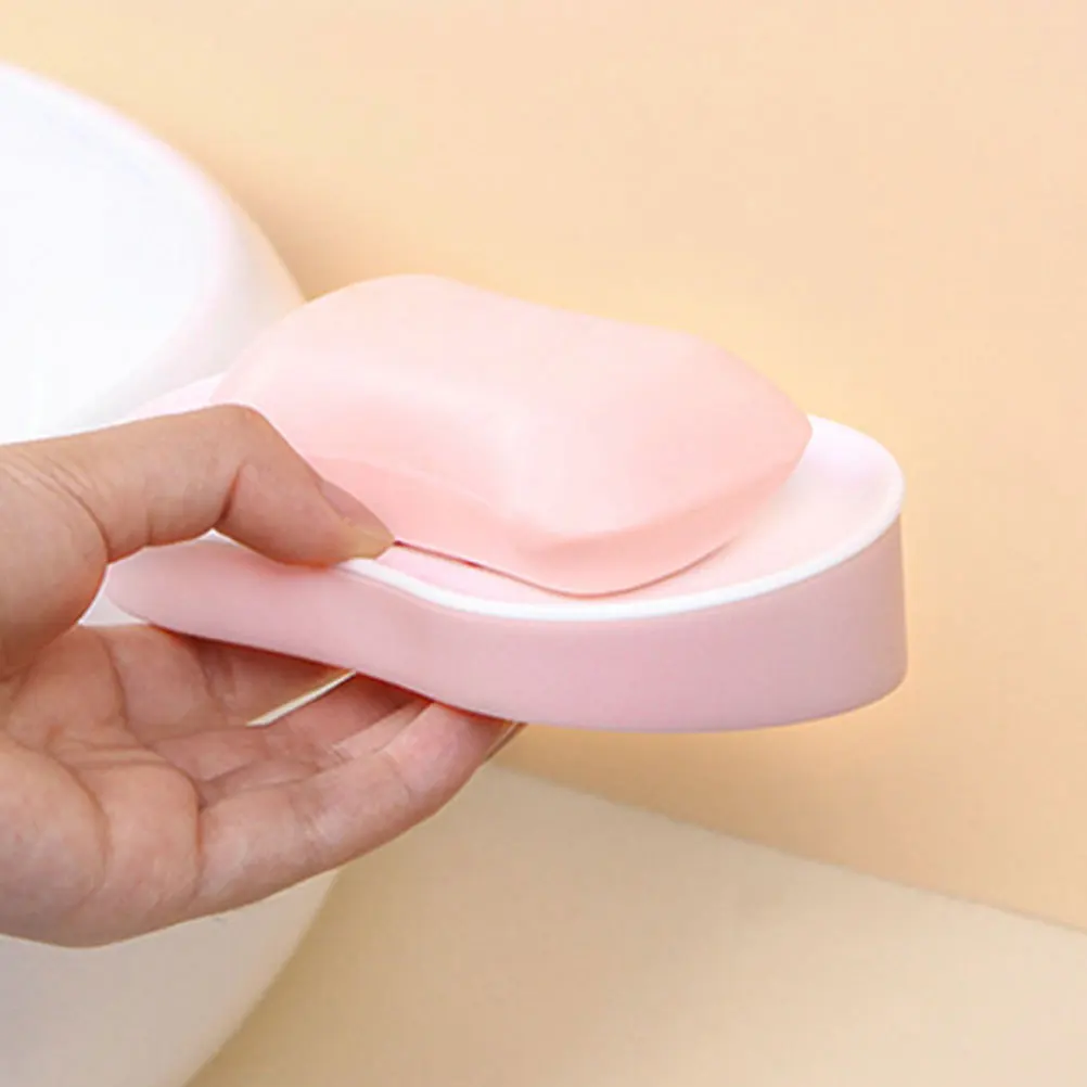 

2PCS Soap Box Holder Bathroom Wall Mount Dual Layer Drain Water Keep Clean Non Soap Rack for Kitchen Tile Glass