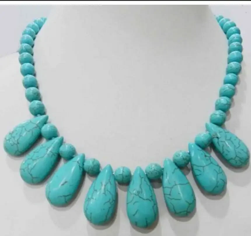

Turkey Turquoise Gem Necklace 18''