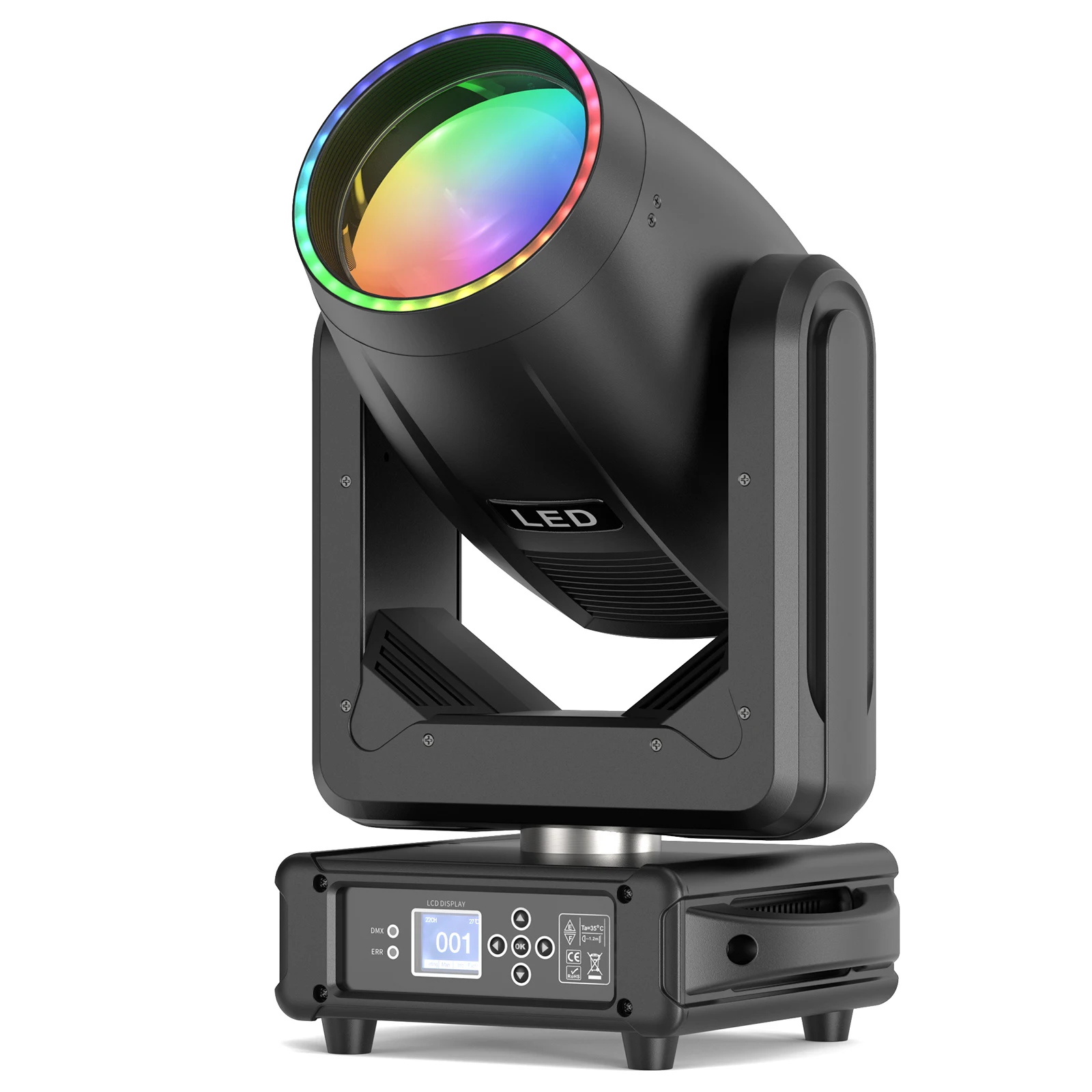 

Fieryzeal 200W LED Moving Head Light Beam+Zoom+Spot+8/48 Rotating Prisms+Rainbow Effect DMX Stage Light Disco DJ Effect Light