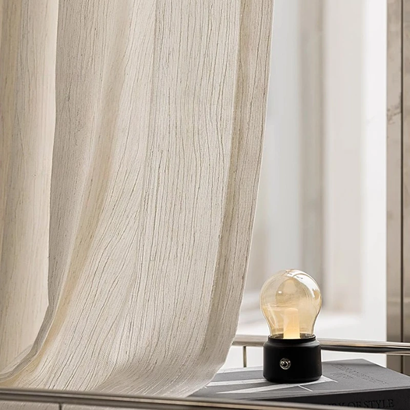 Transparent Retro Tulle Balcony Living Room Jacquard Linen Yarn Custom Size Sheer Fashion Jacquard Window Modern Luxury Door