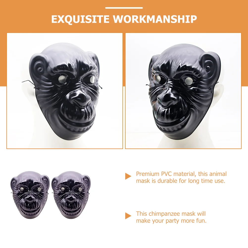 2 Pcs Mask Gorilla Chimpanzee Costume Aldult Demon 2100X1800X600CM Monkey Head Black Halloween Man