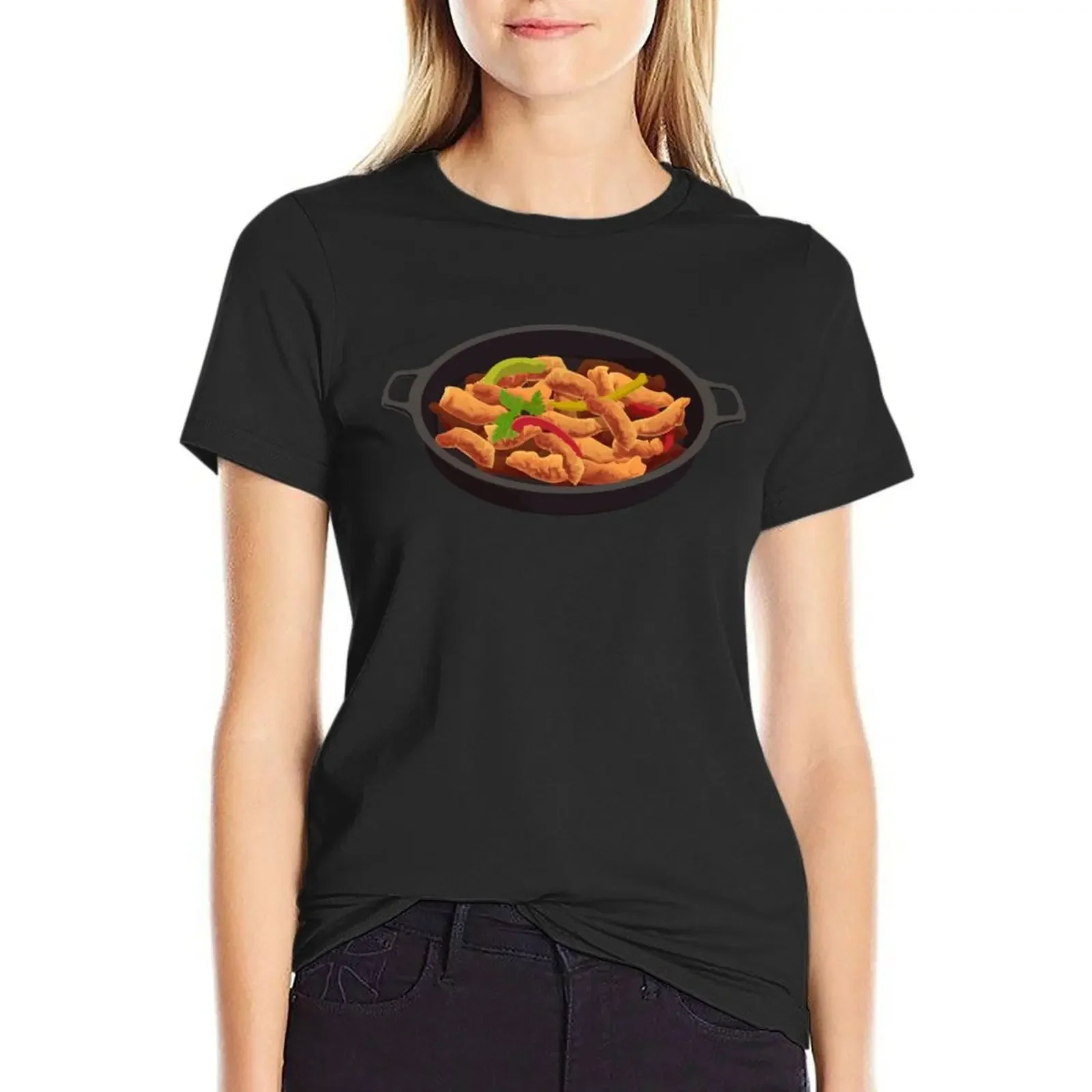

Pan of Chicken Fajita T-Shirt summer top sublime plus size tops oversized workout shirts for Women