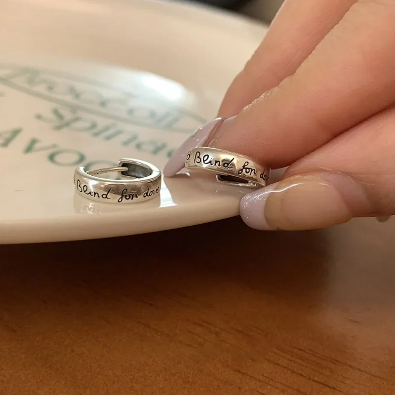 

925 Sterling Silver Vintage alphabet Earrings For Women Trendy Earring Jewelry Prevent Allergy Party Accessories Gift