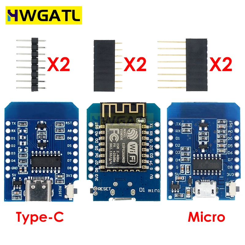 D1 Mini ESP8266 ESP-12 ESP-12F CH340G V2 USB WeMos D1 Mini WIFI Development Board D1 Mini NodeMCU Lua IOT Board 3.3V With Pins