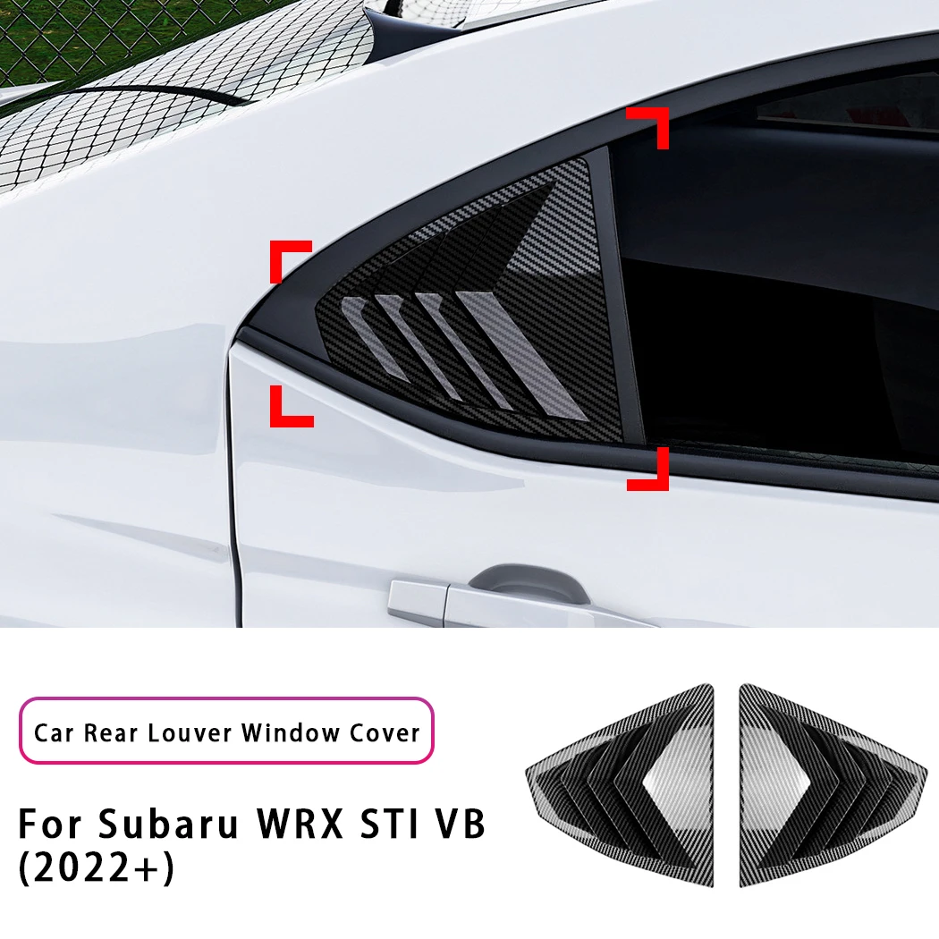 2PCS Car Shutter Louver Cover Rear Glass Side Window Cap Trim Side Vent Blinds Auto Accessories For Subaru WRX STI VB 2022+