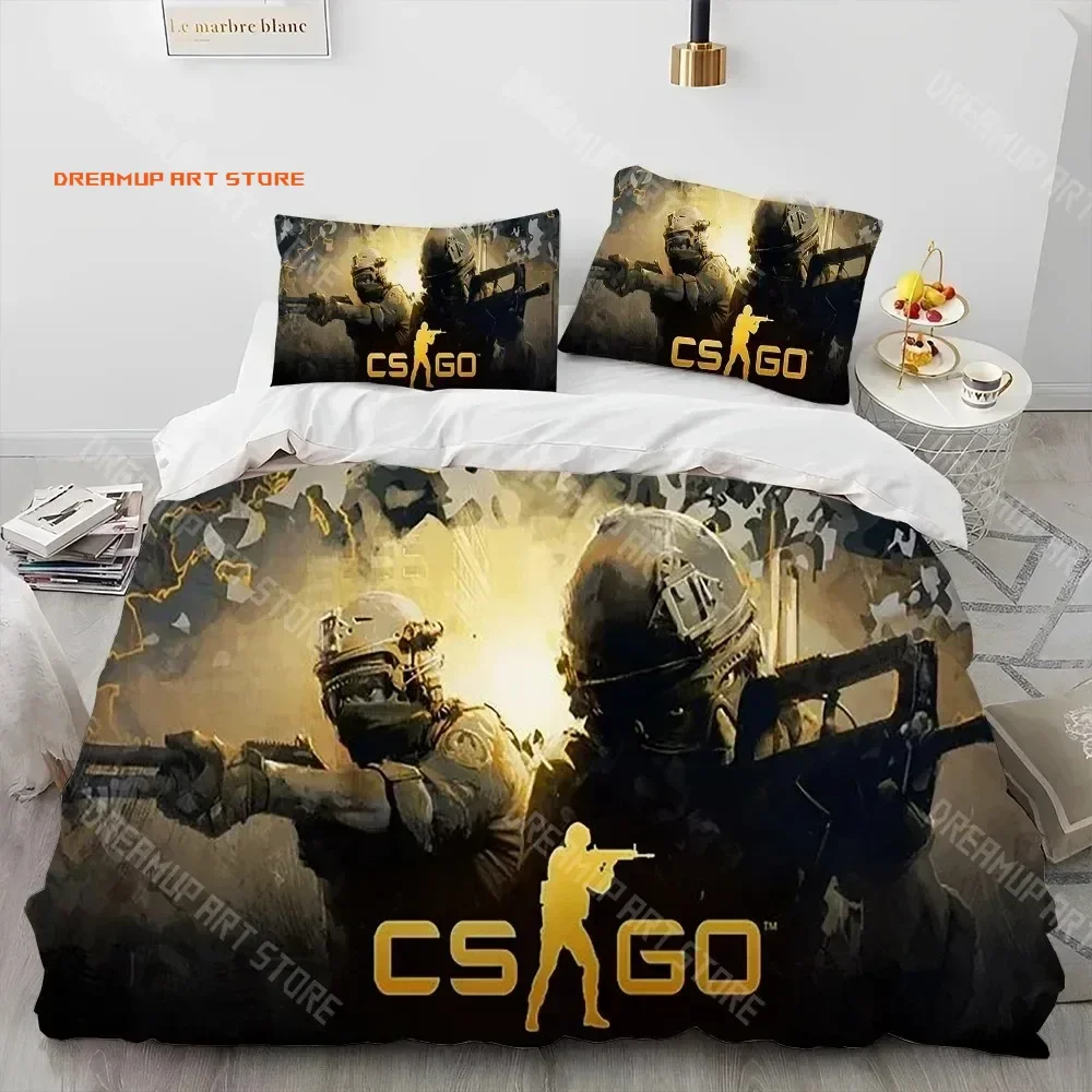 2026 CS GO,Game Gamer,Counter Strike Comforter Bedding Set,Duvet Cover Bed Set Quilt Cover Pillowcase,king Queen Size Bedding Se