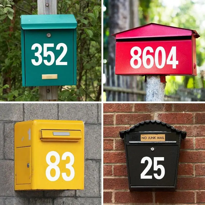2PCS Sheet 0 To 9 Number Reflective Bin Stickers Waterproof Self Adhesive PVC Decals For Dumpster Garage Office Parking