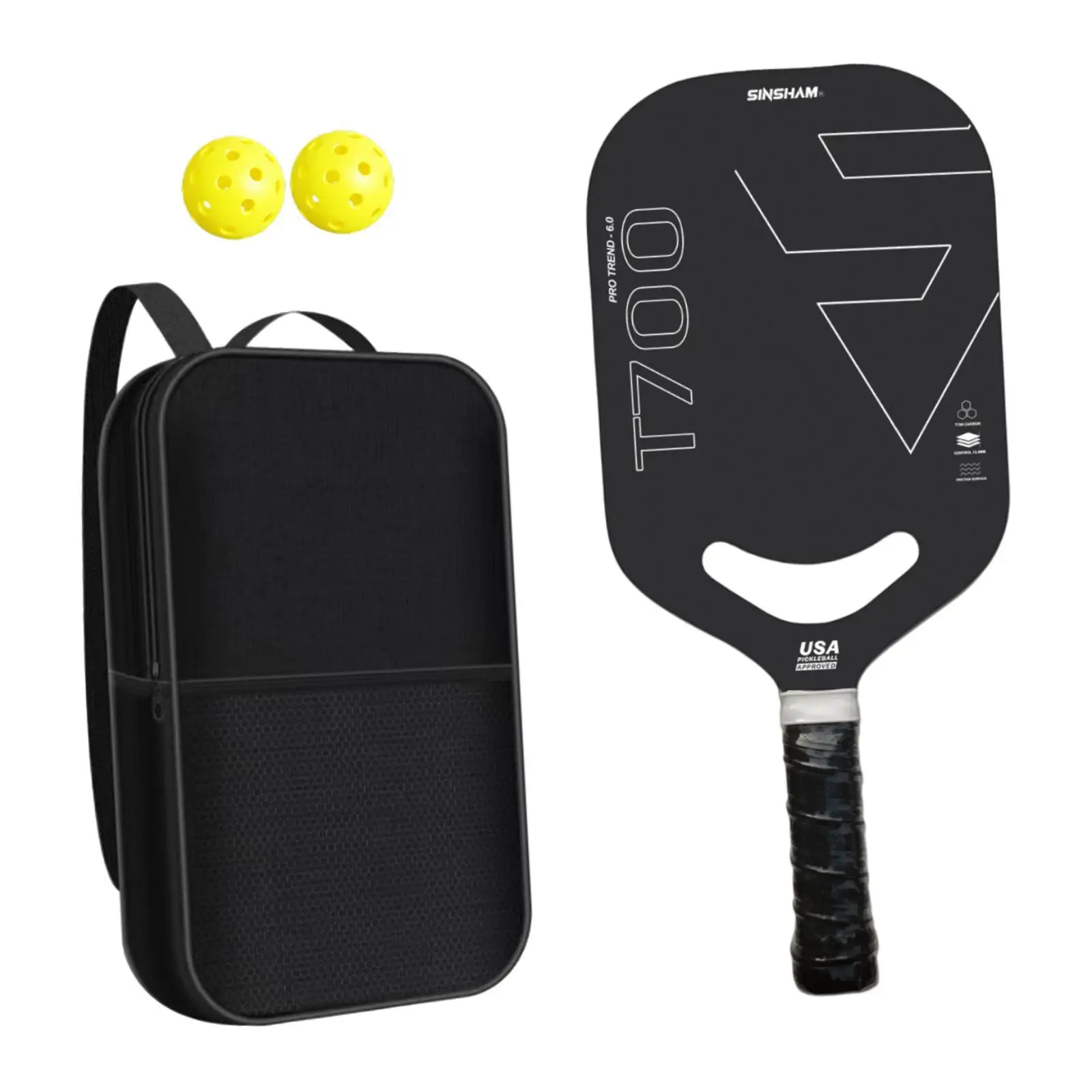 Raquete de pickleball de fibra de carbono, competição com aderência antiderrapante, 13,5 mm de espessura, raquete de pickleball para equilíbrio