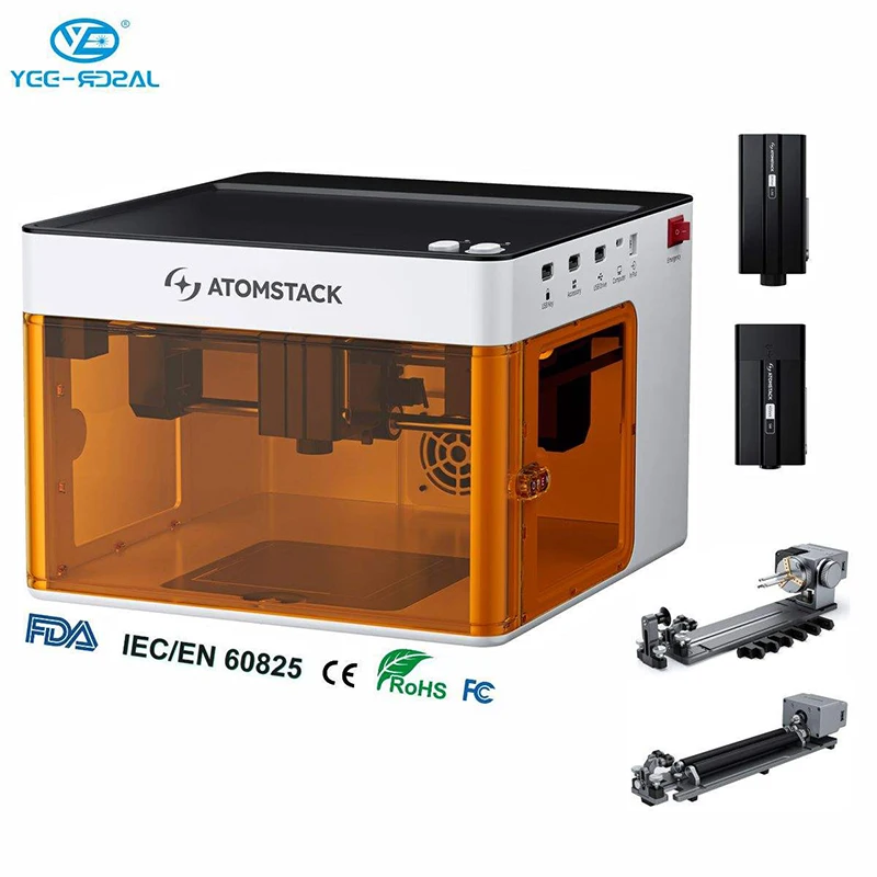 

YEELASER AtomStack P1 Mini Desktop Dual Laser Engraving Machine For Metal Jewelry Necklace Ring Plastic Wood