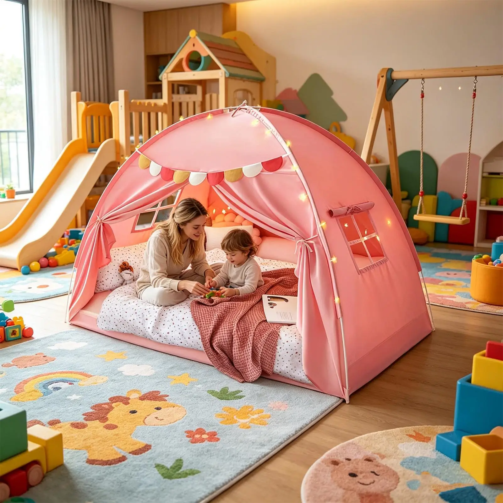 Kids Bed Tent Canopy Privacy Space Breathable Portable Twin Bed Canopy Indoor Tent For Living Room Children's Room Garden view 4