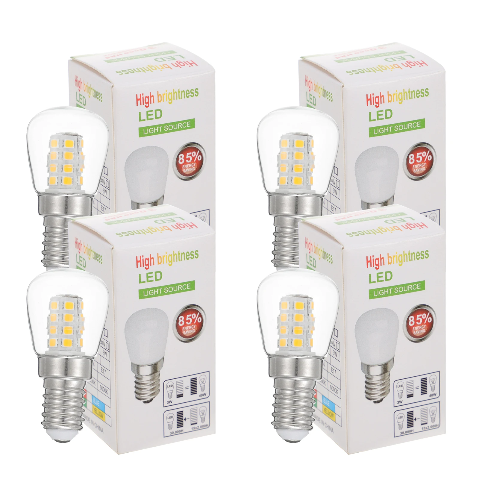 Ampoule de réfrigérateur E14 3W 220V, 4 pièces, ampoule Led, appareil à économie d'énergie, lampe pour lustre de réfrigérateur, pièce de rechange pour hotte de cuisine