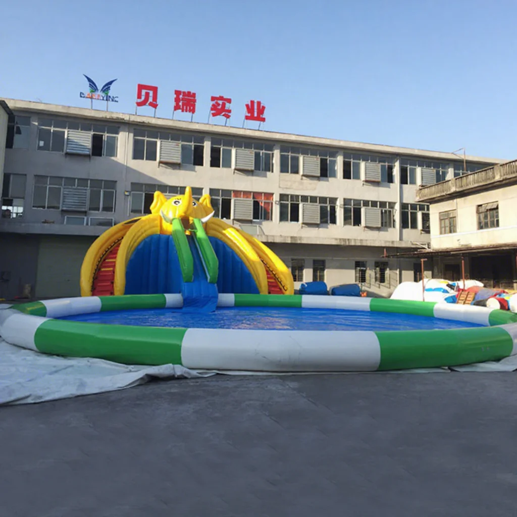Hot Inflatable Pool Slide , Inflatable Water Park With Round Pool For Adults And Kids