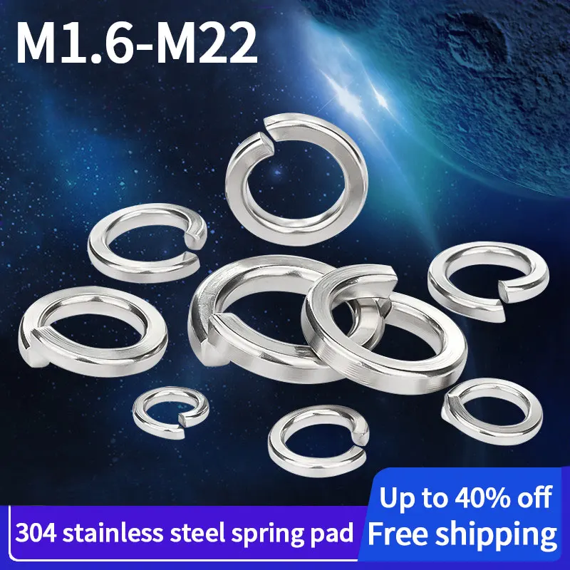 M1.6 M2 M2.5 M3 M4 M5 M6 M8 M10~M27 A2 304 Stainless Steel Split Spring Split Lock Washer Lock Elastic Washer GB93 Gasket Meson