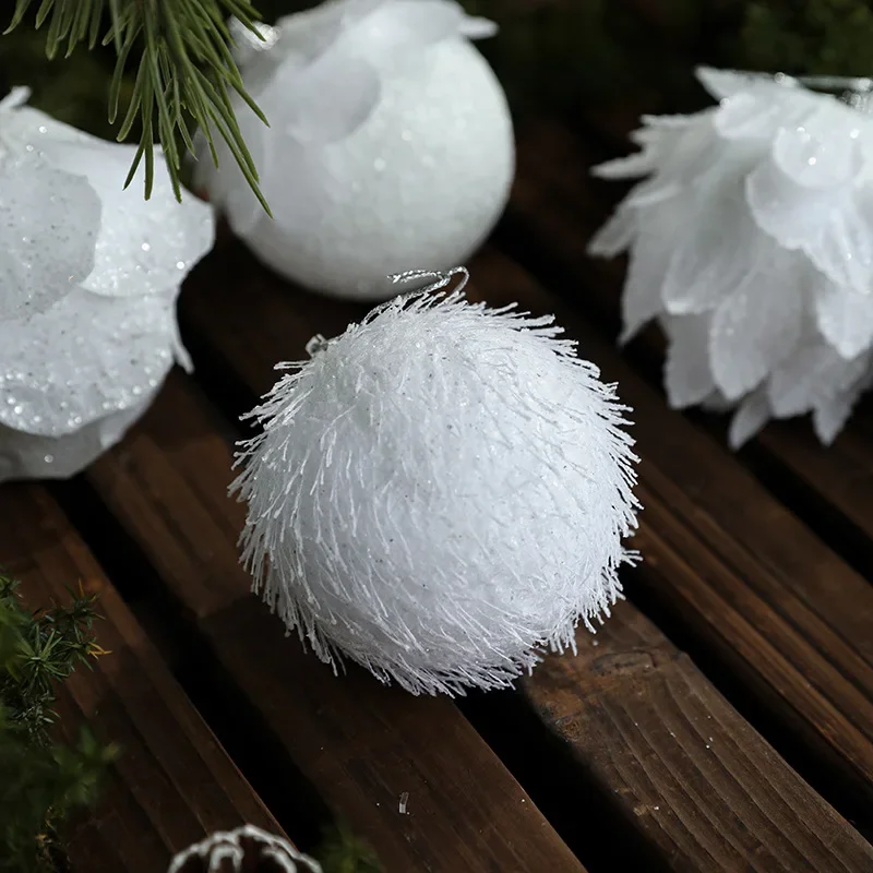 

3PCS White Petal Christmas Ball New Year Snow Ball Xmas Decor for New Year Home Foam Glitter Petal Shape Balls Pendant Navidad