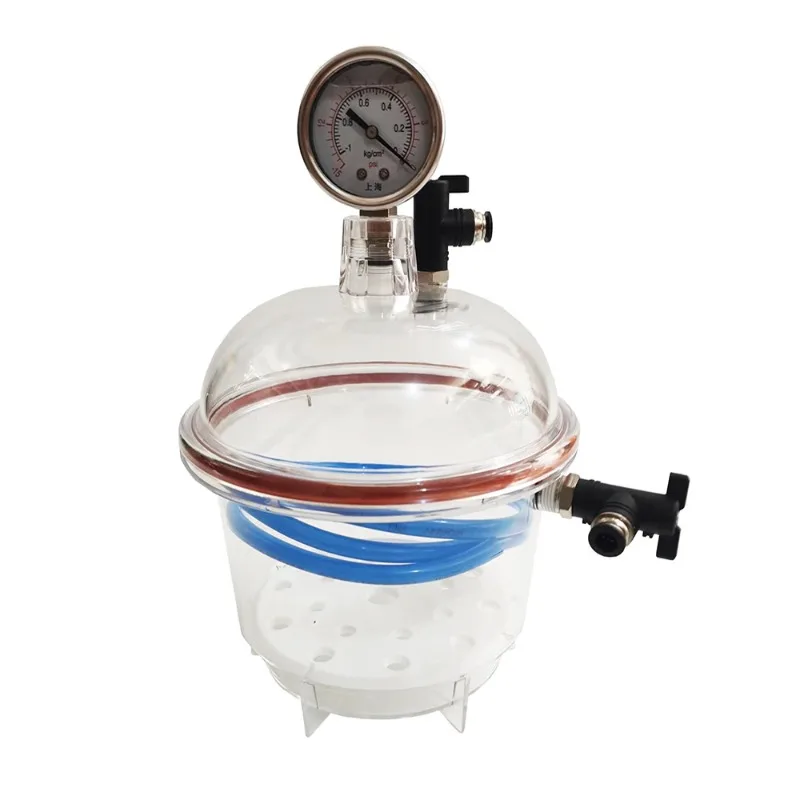 

150MM Polycarbonate Plastic Vacuum Dryer Laboratory Dryer Transparent Vacuum Drying Kettle Double Valve With Pressure Gauge