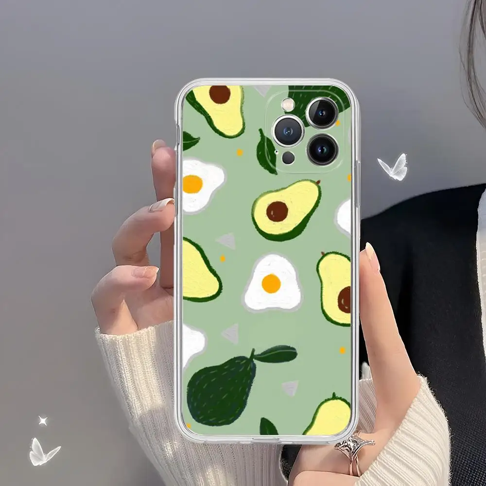 Avocado Fruit Phone Case For IPhone 15 14 13 12 Mini 11 Pro XS Max X XR SE 6 7 8 Plus Soft Silicone Cover