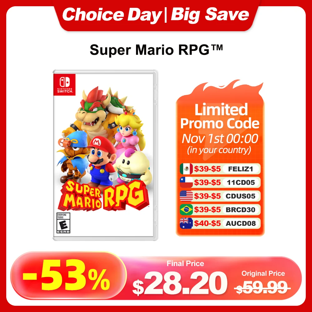 

Super Mario RPG Nintendo Switch Game Deals 100% Original Official Physical Game Card Adventure and RPG Genre 1 Player for Switch