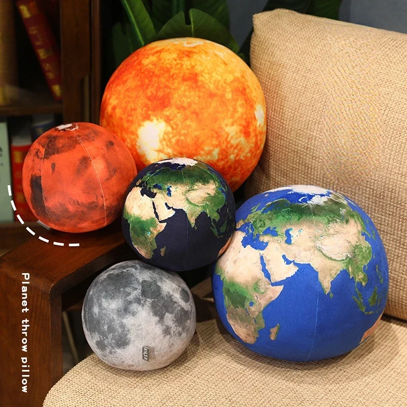 Solar System Planet Plush Toy Simulated Sun Earth Moon Mars Planet Throw Pillow Toy Gift for Space Enthusiasts Kids and Adults