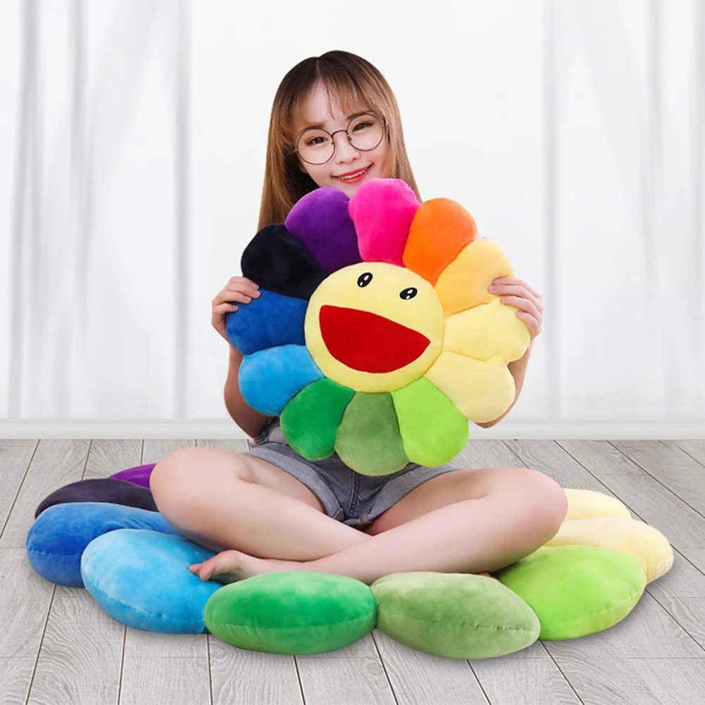 42cm Smile Face Sunflower Sun Flower Stuffed Plush Toy Cushion Mat Hold Pillow Home Bedroom Auto Decor Doll Girls Gift