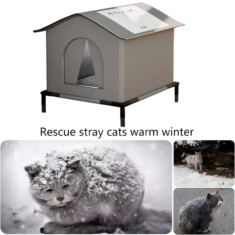Stray Cat Houses with Mat Waterproof Summer Cool Shelter Foldable Pet Cave Nest Sleeping Beds for Outdoor Cats Small Dog Puppies view 5