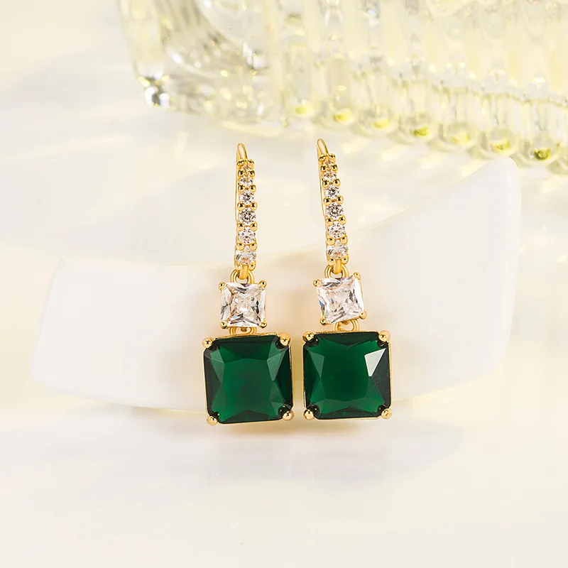 DIWENFU 14K Gold Emerald Earring Females Aros Mujer Oreja 14K Yellow Gold Origin Emerald Gemstone Jewelry Orecchini for girls