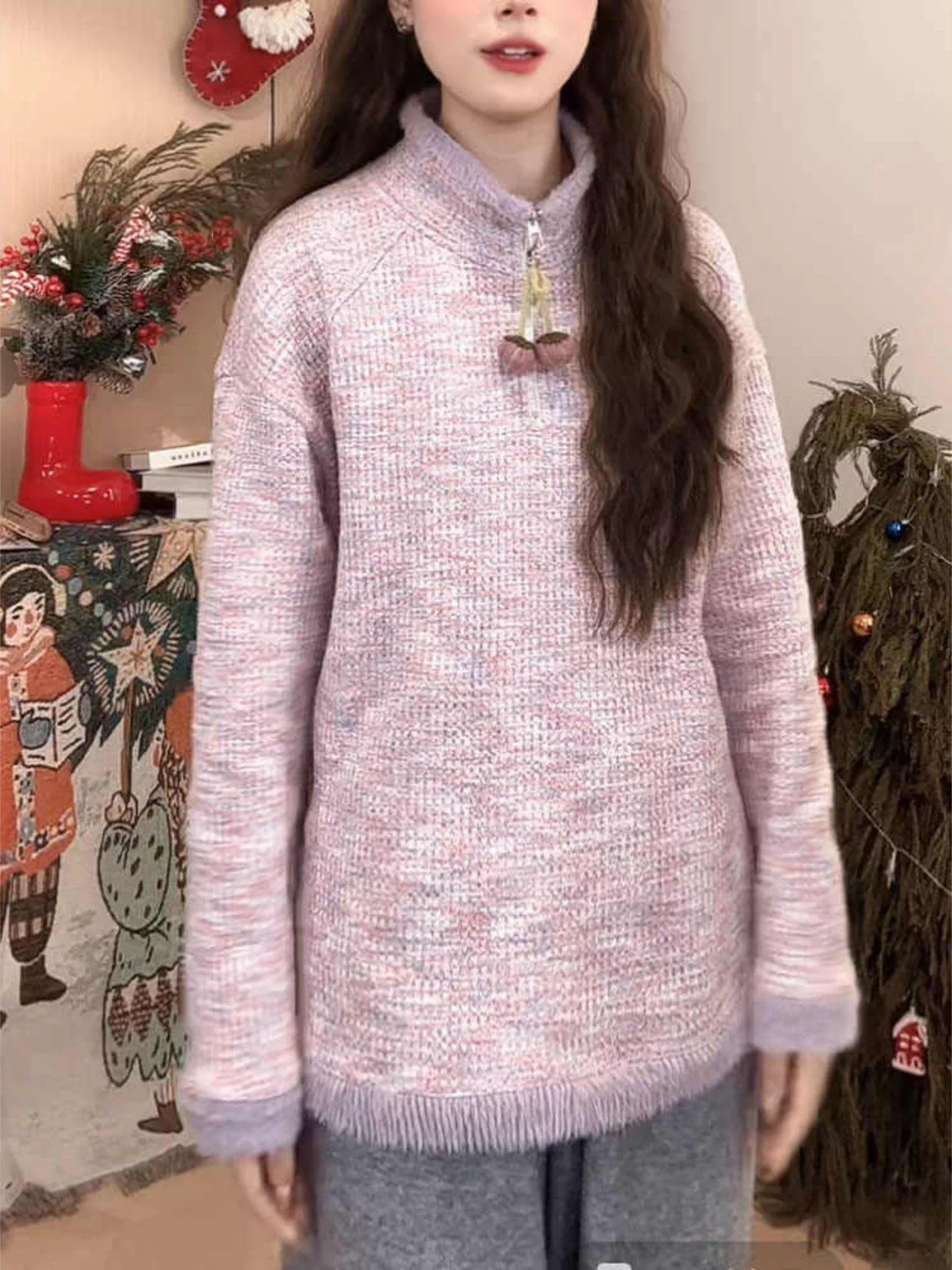 

Свободный женский свитер, новинка весны, стильный, модный, в корейском стиле, приталенный, длинный рукав, износостойкий, однотонный...