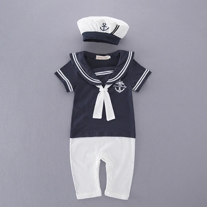 Umorden pasgeboren baby jongens marine matroos kostuum rompertjes voor peuter baby korte zomer Halloween verjaardagsfeestje Fantasia outfit O