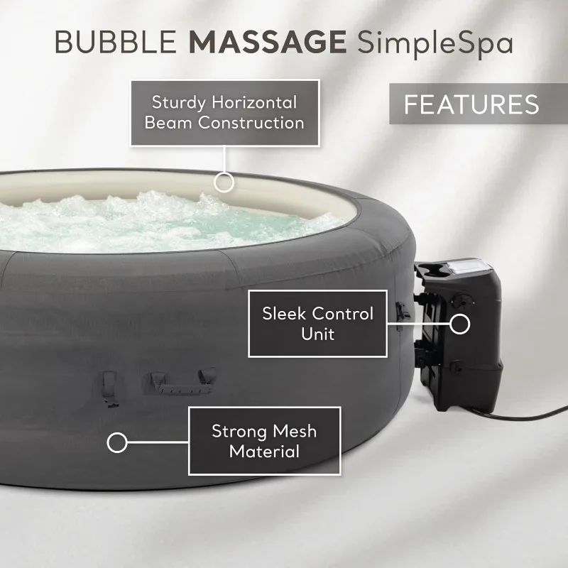 INTEX SimpleSpa 6 Person Round Inflatable Hot Tub,Bubble Massage Spa Set with Insulated Cover&Chemical Dispenser, 85 in x 26 in
