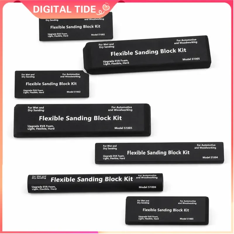 7PCS Flexible EVA Foam Sanding Block Kit Wet Dry Hand Sander for Automotive Car Body Wood Working Polishing Tools