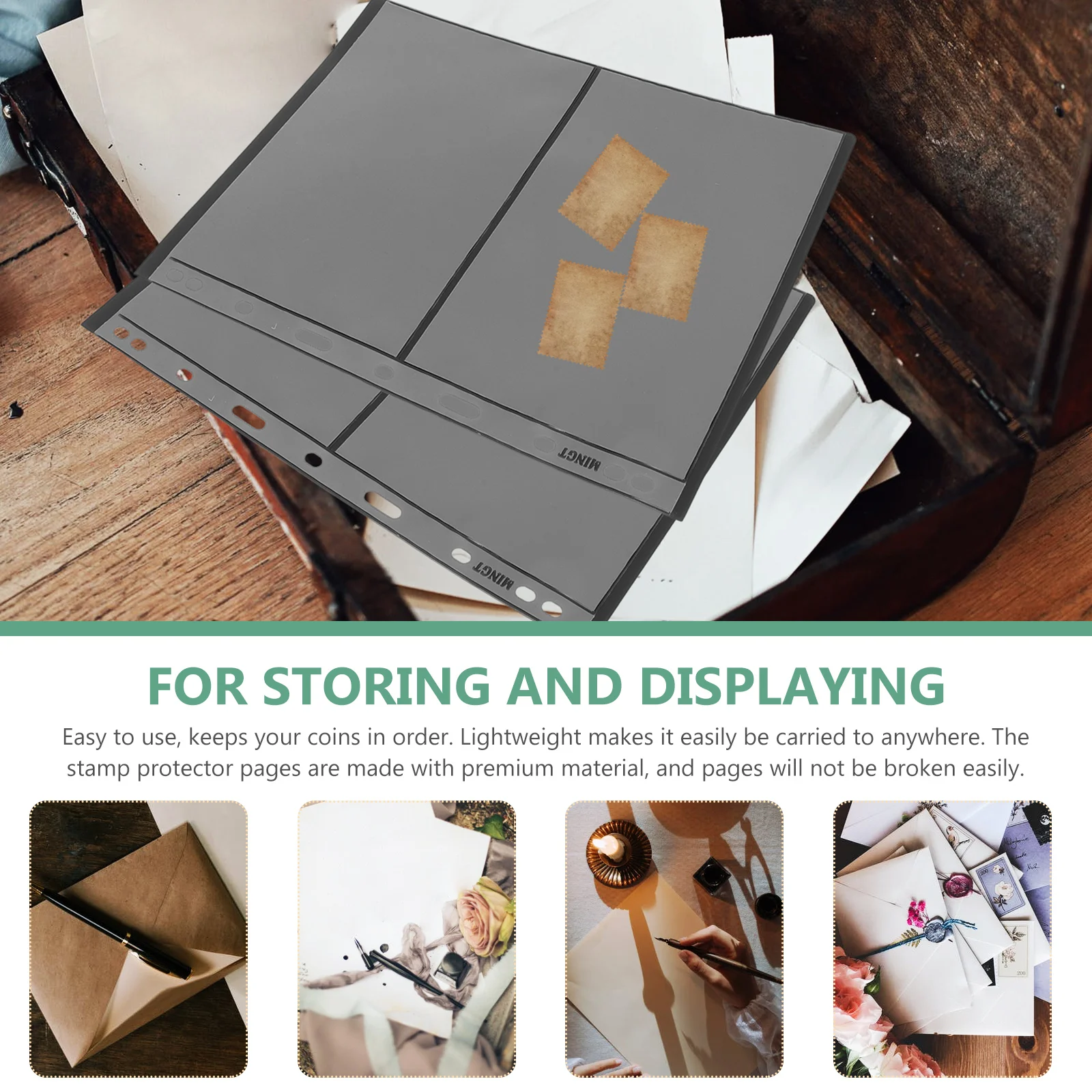 10pcs Holders Transparent Pvc Folder Coin Bill Organizer Storage Album Collectors Stamp Pages Inserts Pocket